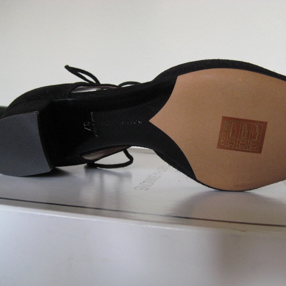 NIB! Tabitha Simmons Tallia Black Suede Lace-up Sandal Low Heel Size 7/37 - Picture 6 of 6